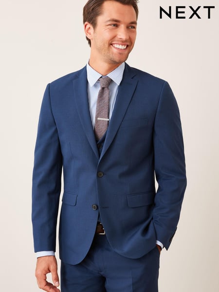 Bright Blue Tailored Wool Mix Textured Suit Jacket (727557) | € 60