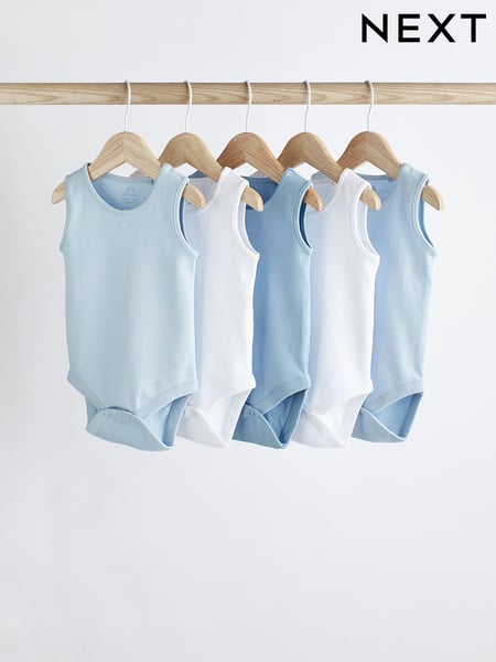 Blue 5 Pack Baby Vest Bodysuits (729811) | € 14 - € 17