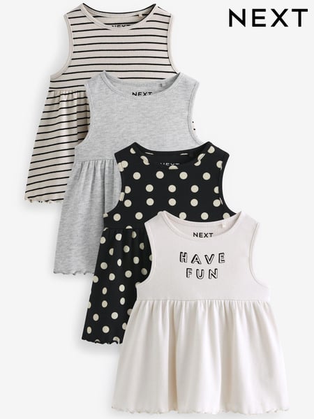 Monochrome Ribbed Vest 4 Pack (3mths-7yrs) (732120) | € 5 - € 6
