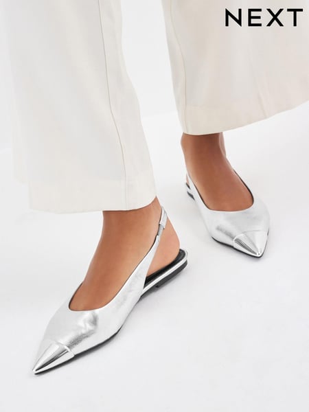 Silver Forever Comfort® Metallic Toe Slingback Shoes (732628) | € 10