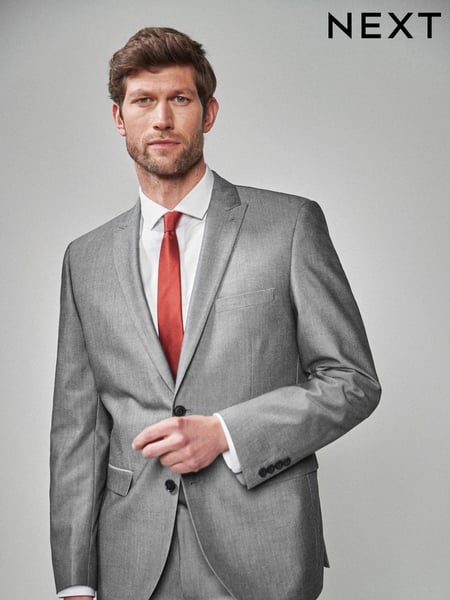 Light Grey Tailored Fit Two Button Suit Jacket (733693) | € 45