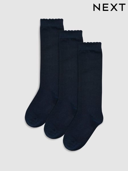 Navy Grey 3 Pack Cotton Rich Knee High School Socks (739098) | € 8 - € 9