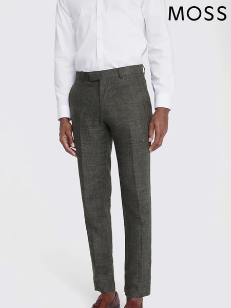 MOSS Khaki Green Tailored Linen Trousers (746431) | € 172