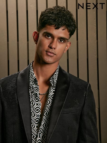 Black EDIT Slim Glitter Tuxedo Suit Jacket (747426) | € 23