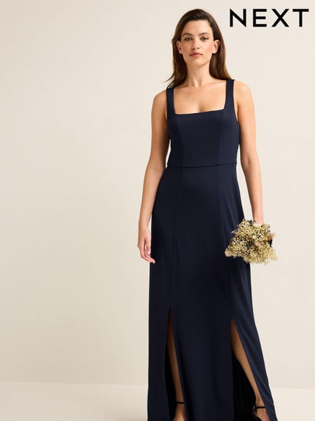 Navy Blue Square Neck Bridesmaid Maxi Dress (752477) | € 21