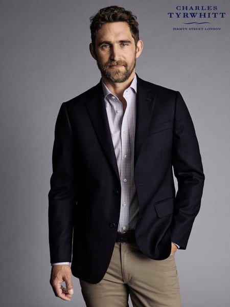 Charles Tyrwhitt Blue Luxury Italian Hopsack Classic Fit Jacket (756844) | € 437