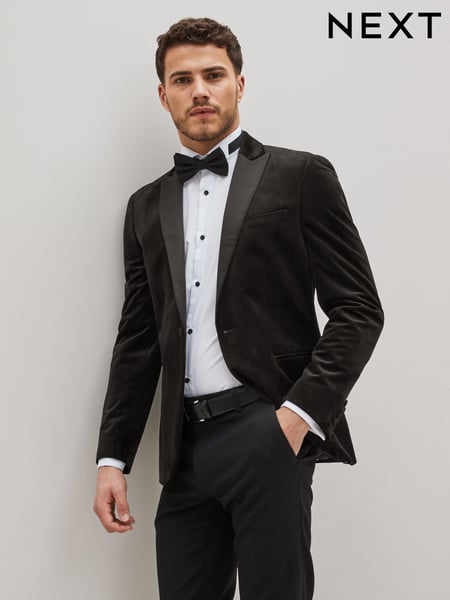 Black Slim Fit Velvet Blazer (757450) | € 133