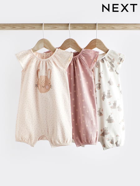Pink Bunny Baby Vest Rompers 3 Pack (757601) | € 26 - € 30