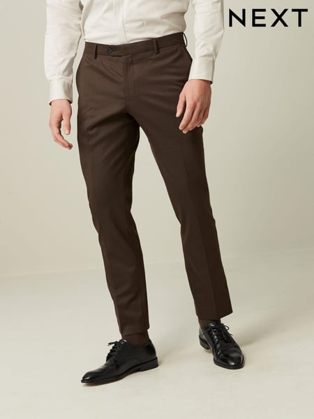 Brown Slim Fit Wool Blend Suit Trousers (758247) | € 8