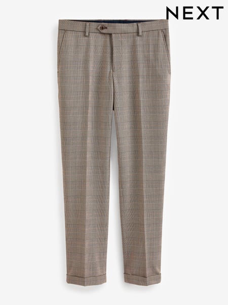 Taupe Slim Skinny Fit Check Suit: Trousers (763223) | € 15