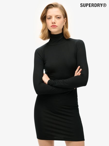 Superdry Black Long Sleeve High Neck Mini Dress (764754) | € 68