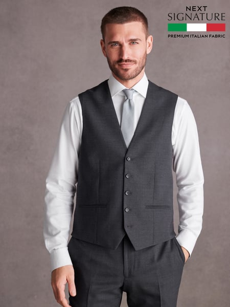 Charcoal Grey Signature Tollegno Suit Waistcoat (764823) | € 90