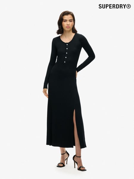 Superdry Black Henley Long Sleeve Midi Dress (764909) | € 83