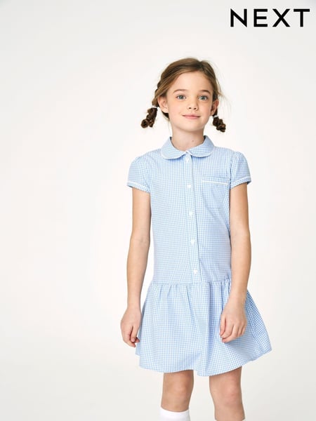 Blau - Cotton Rich Drop Waist Gingham School Dress (3-14yrs) (771905) | 11 € - 15 €