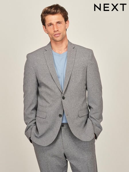 Grey Slim Fit Motion Flex Commuter Suit: Jacket (774037) | € 34