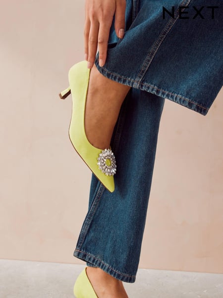 Lime Green Forever Comfort Jewel Trim Kitten Heels (774960) | € 32