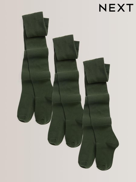 Green Regular Length 3 Pack Cotton Rich School Tights (775422) | € 16 - € 23