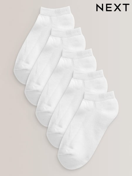 White 5 Pack Cotton Rich Cushioned Sole Trainer Socks (775432) | € 11 - € 12