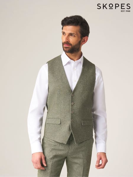 Skopes Green Jude Tweed Tailored Fit Suit Waistcoat (777127) | € 109