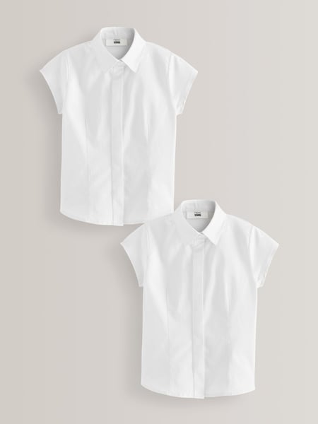 White Fitted Cap Sleeve Cotton Rich Stretch Premium School Shirts 2 Pack (3-18yrs) (778689) | € 16 - € 26