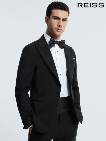 Reiss Black Rabello Wool-Mohair Slim Fit Single Breasted Tuxedo Jacket (779836) | € 1.089