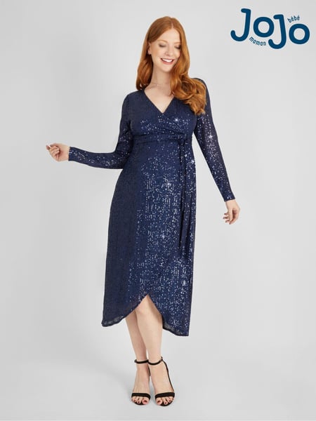 JoJo Maman Bébé Navy Sequin Wrap Maternity Dress (781741) | € 111