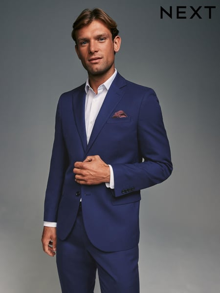 Bright Blue Tailored Fit Textured Suit Jacket (784821) | € 96