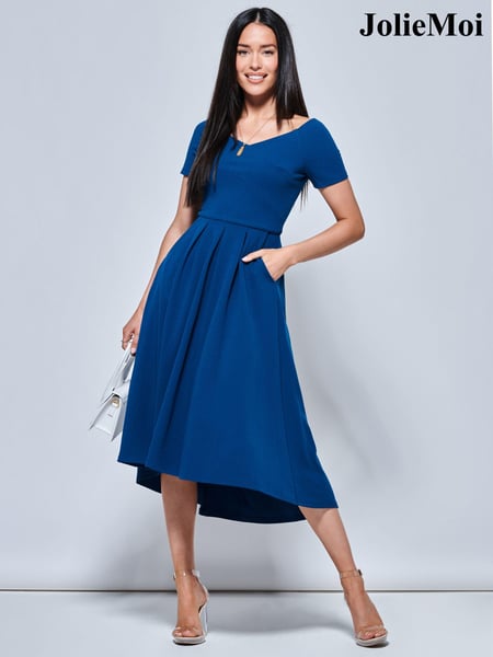 Jolie Moi Blue Off Shoulder Dip Hem Dress (787596) | € 20