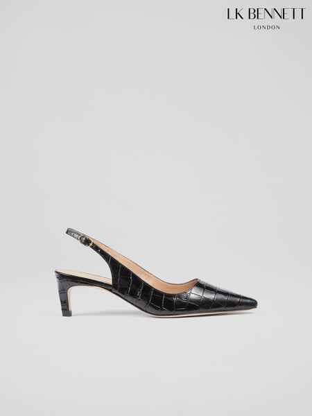 LK Bennett Black Croc Effect Leather Kitten Heels (788342) | € 225