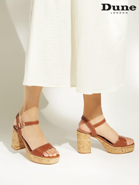 Dune London Brown Platform Block Heel Jodi Sandals (789964) | € 29