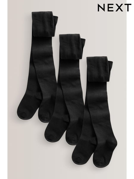 Black Regular Length 3 Pack Cotton Rich School Tights (792415) | € 16 - € 23