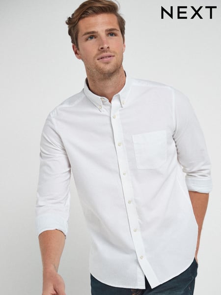 White Regular Fit Long Sleeve Oxford Shirt (792430) | € 39