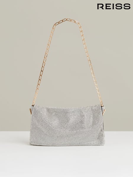 Reiss Silver Soho Embellished Chainmail Shoulder Bag (795746) | € 200