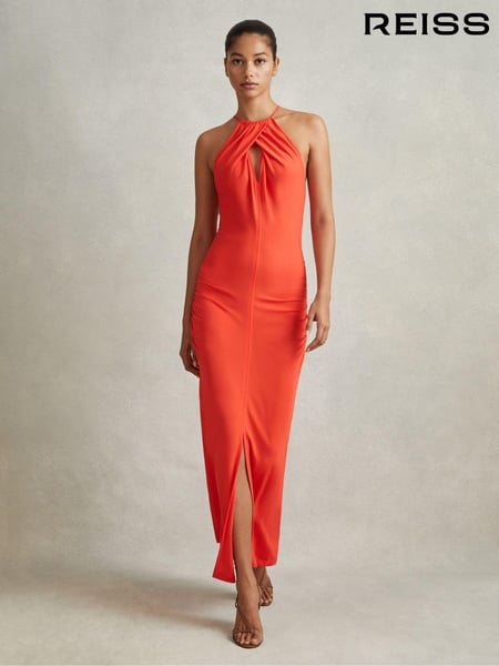 Reiss Orange Kia Jersey Halter Neck Midi Dress (796133) | € 356