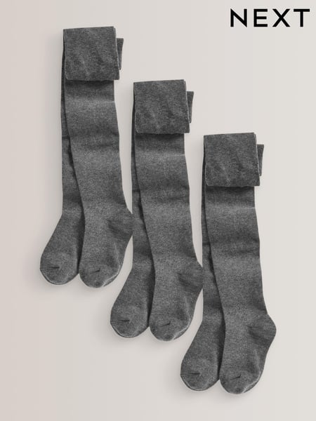 Grey Regular Length 3 Pack Cotton Rich School Tights (799274) | € 16 - € 23