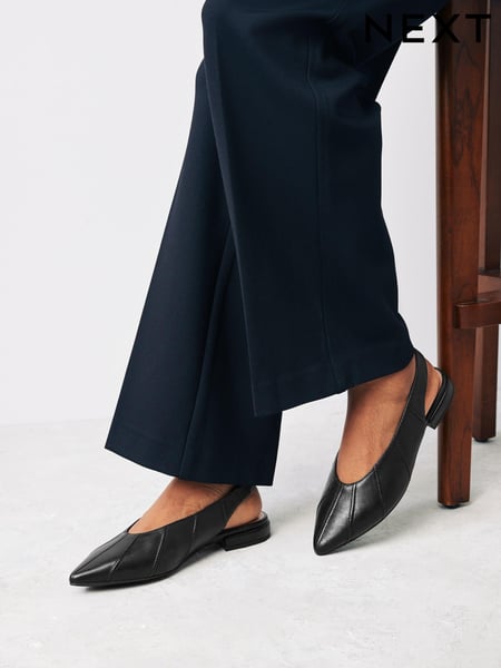 Black Forever Comfort® Leather Panelled Slingback Shoes (799775) | € 24