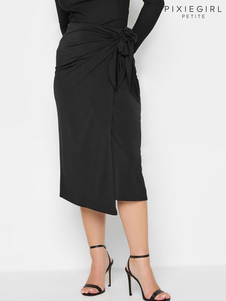 PixieGirl Petite Black Tie Wrap Midi Skirt (805624) | € 9