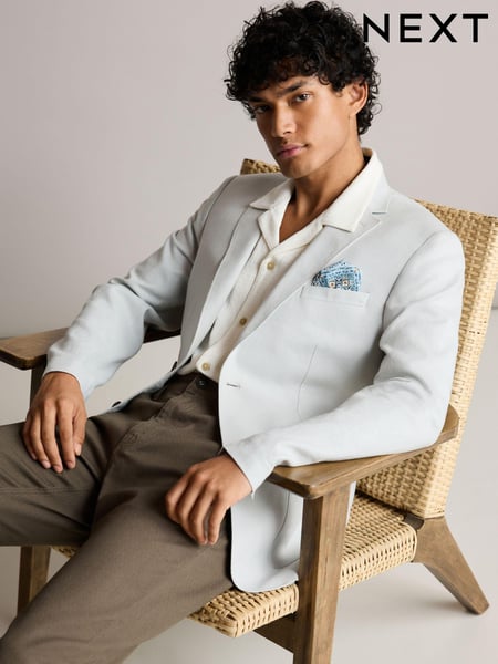Light Grey Regular Fit Linen Blend Blazer (806630) | € 118