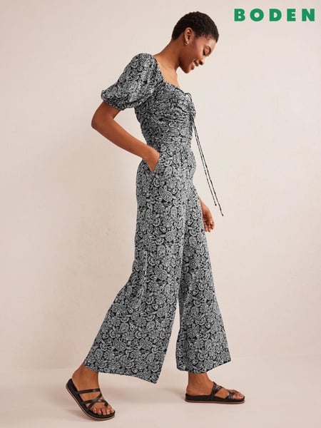 Boden Black Tie Neck Keyhole Jumpsuit (811610) | € 42