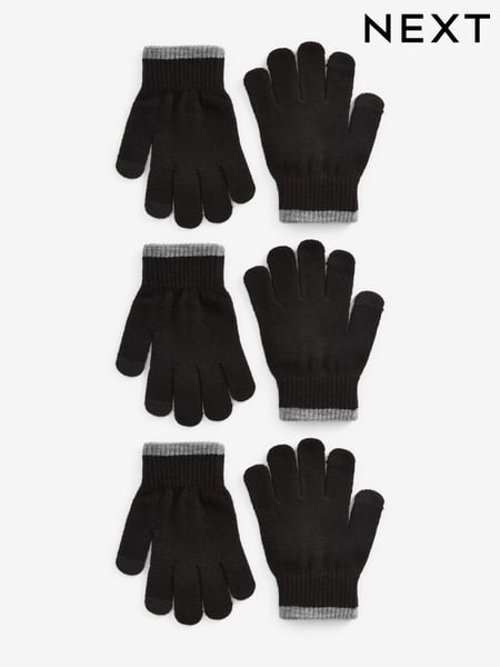 Black 3 Pack Touch Tip Magic Gloves (3-16yrs) (815596) | € 0