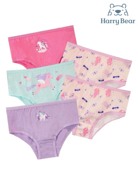 Harry Bear Pink Girls Unicorn 100% Cotton Briefs 5 Pack (815715) | € 19