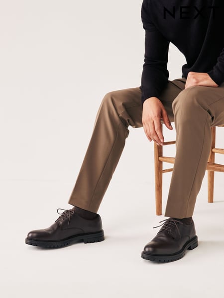 Brown Leather Cleated Sole Derby Shoes (816095) | € 25