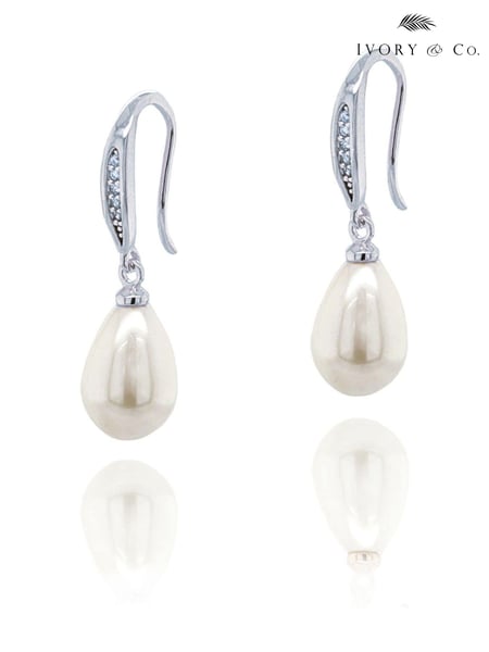 Ivory & Co Silver Salford Crystal And Pearl Drop Earrings (817092) | € 39