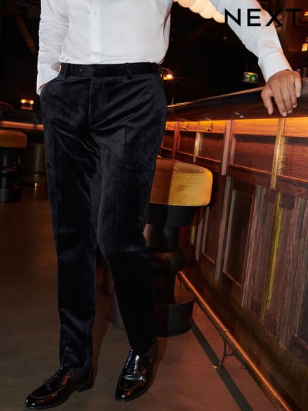 Black Slim Fit Velvet Suit Trousers (819697) | € 12