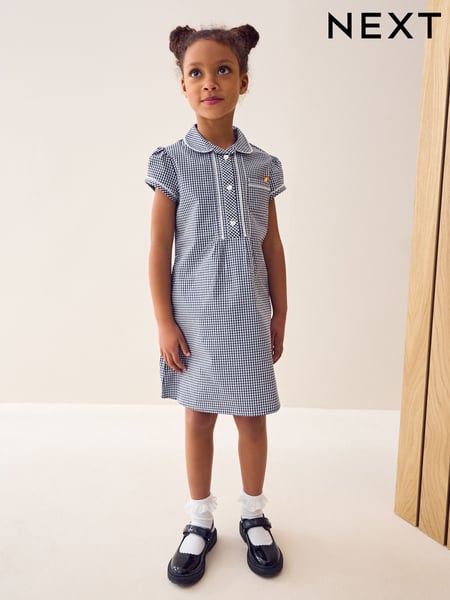 Marineblau - Cotton Rich Button Front Lace Gingham School Dress (3-14yrs) (819799) | 12 € - 16 €