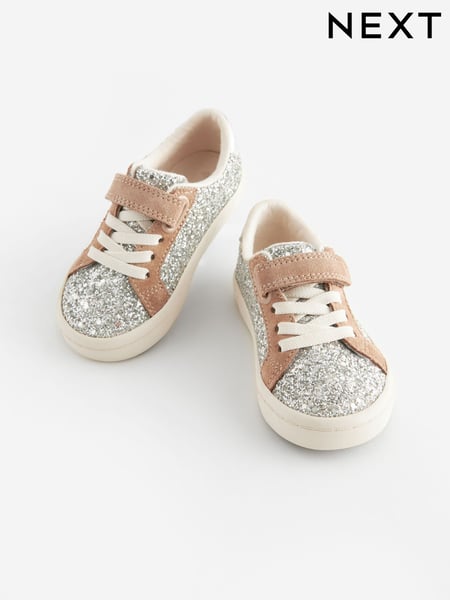 Silver Glitter Wide Fit (G) Elastic Lace Trainers (822470) | € 18 - € 21