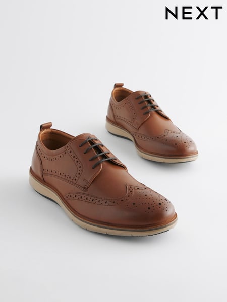 Tan Brown Leather Wedge Brogue Shoes (824292) | € 87