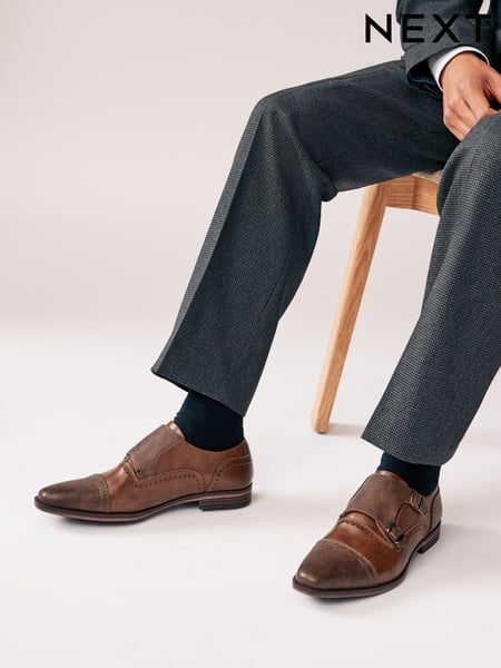 Tan/Brown Double Monk Toe Cap Shoes (826479) | € 25