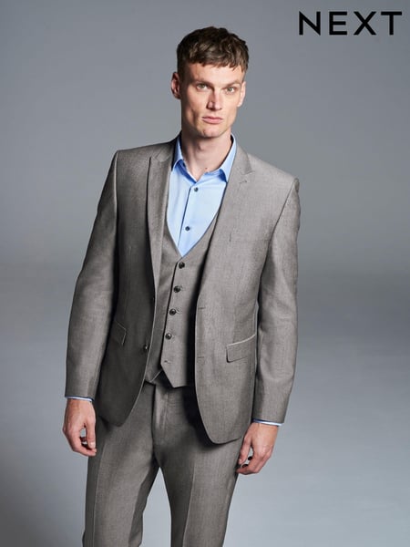 Light Grey Slim Fit Two Button Suit Jacket (829503) | € 31