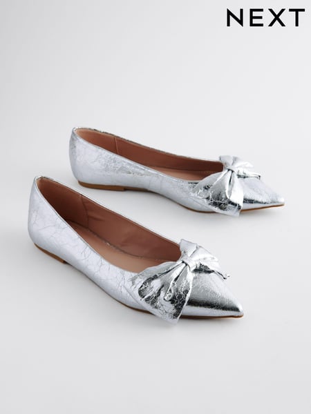 Silver Forever Comfort® Point Toe Bow Ballerinas (830404) | € 55